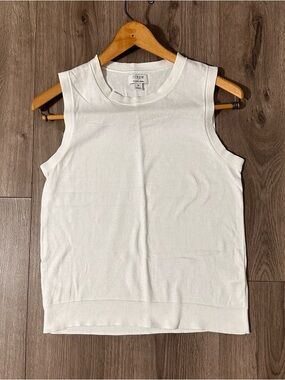 J. Crew White Ribbed-Knit Sleeveless Tank Classic Shell Top